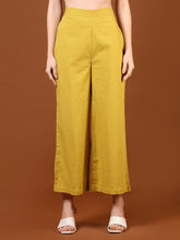 Yellow Straight Cotton Palazzo – Elasticated Waistband – Solid