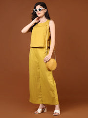 Yellow Straight Cotton Palazzo – Elasticated Waistband – Solid