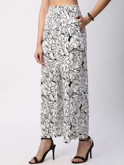 Black & White Printed Viscose Rayon Palazzos – Wide Leg – Elastic Waistband