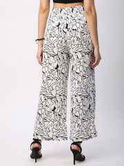 Black & White Printed Viscose Rayon Palazzos – Wide Leg – Elastic Waistband
