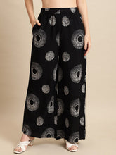 Printed Flared Viscose Rayon Palazzos – Elasticated Waistband – Geometric Print