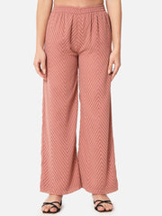 Brown Chevron Woven Georgette Palazzo – Straight Fit – Geometric Self Design