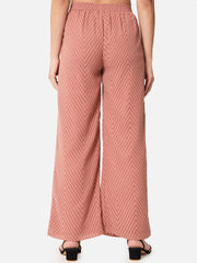 Brown Chevron Woven Georgette Palazzo – Straight Fit – Geometric Self Design