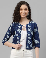 Floral Print Cotton Fitted Shrug – Short Length