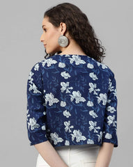 Floral Print Cotton Fitted Shrug – Short Length