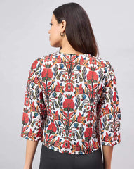 Floral Print Polyester Shrug – Open Front