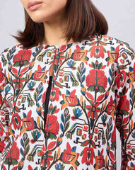 Floral Print Polyester Shrug – Open Front