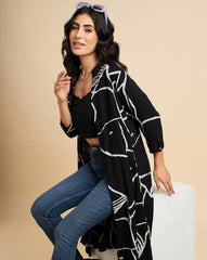 Printed Rayon Long Shrug – Insert Pockets