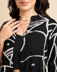 Printed Rayon Long Shrug – Insert Pockets