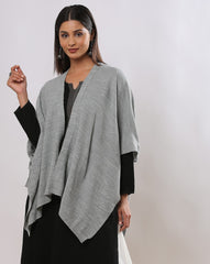 Heathered Front-Open Polyester Blend Shrug – Medium Length