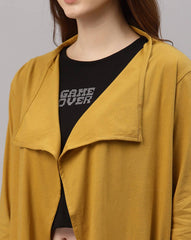 Regular Fit Cotton Jersey Shrug – Front-Open