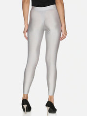 Silver Skinny Fit Nylon Elastane Leggings – Ankle Length – Shimmer Fabric