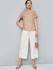 Off-White Cotton Palazzos – Straight Fit – Slip-On with Pockets