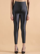 Black Shimmer Nylon Ankle-Length Leggings – Slip-On – Solid