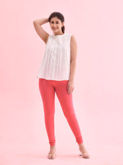 Pink Cotton Churidar Leggings – Slip-On – Skinny Fit