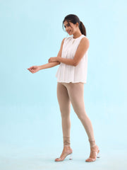 Beige Cotton Churidar Leggings – Slip-On – Elastic Waist