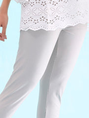 Silver Shimmer Ankle-Length Leggings – Skinny Fit