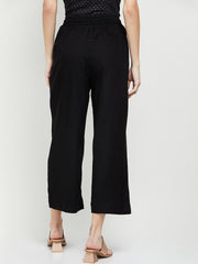 Black Knitted Rayon Palazzos – Straight Fit – Sheer with Lining