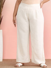 Off-White Flared Rayon Palazzos – Ethnic – Slip-On Waist