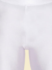 White Solid Shimmer Nylon Elastane Leggings – Ankle Length – Slip-On