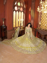 Lime Green Floral Embroidered Net Lehenga – Sequinned – Unstitched with Dupatta