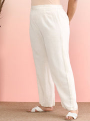 Off-White Flared Rayon Palazzos – Ethnic – Slip-On Waist