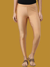 Bronze Solid Shimmer Nylon Leggings – Ankle Length – Slip-On