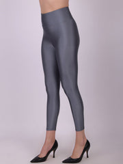 Dark Grey Shimmer Nylon Elastane Leggings – High Waist – Solid