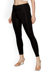 Black Solid Shimmer Blended Leggings – Ankle Length – Slip-On