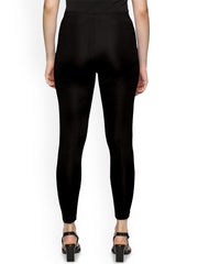 Black Solid Shimmer Blended Leggings – Ankle Length – Slip-On