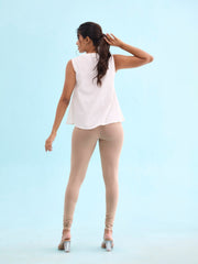 Beige Cotton Churidar Leggings – Slip-On – Elastic Waist