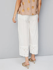 Off-White Cotton Palazzos – Straight Fit – Slip-On with Pockets