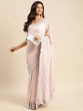 Lavender Embellished Georgette Saree – Beads & Stones – Blouse Piece Included