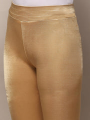 Gold Solid Nylon Elastane Leggings – Ankle Length – Slip-On