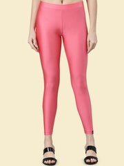 Shimmer Solid Nylon Elastane Leggings – Wide Waistband – Ankle Length