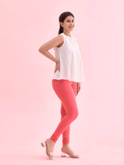 Pink Cotton Churidar Leggings – Slip-On – Skinny Fit