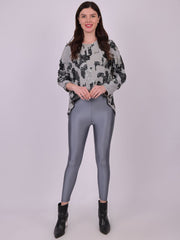 Dark Grey Shimmer Nylon Elastane Leggings – High Waist – Solid