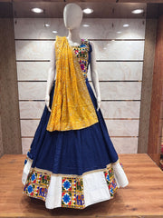 Red Flared Rayon Cotton Lehenga Choli Set – Round Neck – Gamthi & Mirror Work