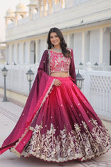 Pure Peding Chinon Flared Lehenga Choli Set – Embroidery 3mm Sequence Work