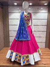 Pink Flared Reyon Cotton Lehenga Choli Set – Round Neck – Gamathi and Mirror Work
