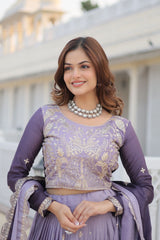 Pure Peding Chinon Flared Lehenga Choli Set – Embroidery 3mm Sequence Work