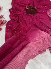 Soft Shaded Georgette Saree – Sequin Embroidery