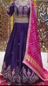 Chinone Flared Lehenga Choli Set – Heavy Gota Patti Embroidery