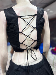 Purple Flared Rayon Cotton Lehenga Choli Set – Round Neck – Gamathi and Mirror Work