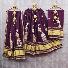 Wine Flared Modal Gajji Silk Lehenga Set – Gota Work