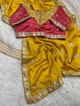 Soft Chinon Saree – Heavy C-Pallu Chainstitched Multi Work & Butta – Cutwork Border