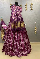 Pure Silk Handprint Lehenga – Canvas Belt – Hand Block Print