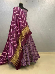 Pure Silk Handprint Lehenga – Canvas Belt – Hand Block Print