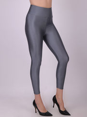 Dark Grey Shimmer Nylon Elastane Leggings – High Waist – Solid