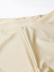 Beige Solid Shimmer Nylon Elastane Leggings – Ankle Length – Slip-On